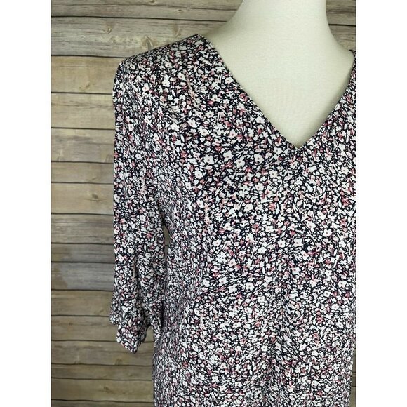 Rachel Roy Small Floral Blouse V Neck Ruffled Slv - Picture 2 of 10